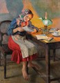 Reading by the Lamp Nikolay Belsky kid child
